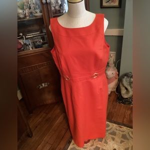 Tahari Arthur S Levine Sheath Dress Knee Length Sleeveless Orange Sz 14 Worn 1X